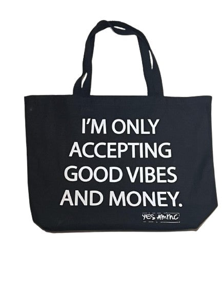 GOOD VIBES AND MONEY OVERSIZED TOTE - DA SPOT NYC