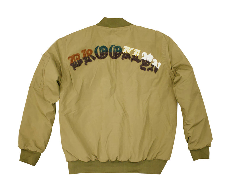BROOKLYN Chenille Embroider Patch Bomber Jacket