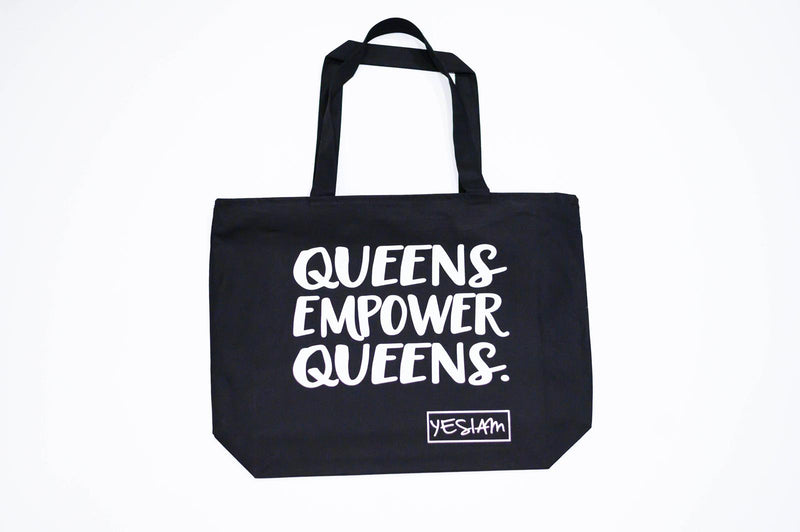 YES I AM ! QUEENS EMPOWER QUEENS OVERSIZED TOTE - DA SPOT NYC
