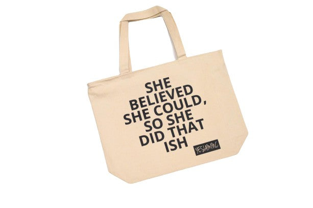 YES I AM | SHE DID THAT ISH OVERSIZED CANVAS BAG - DA SPOT NYC